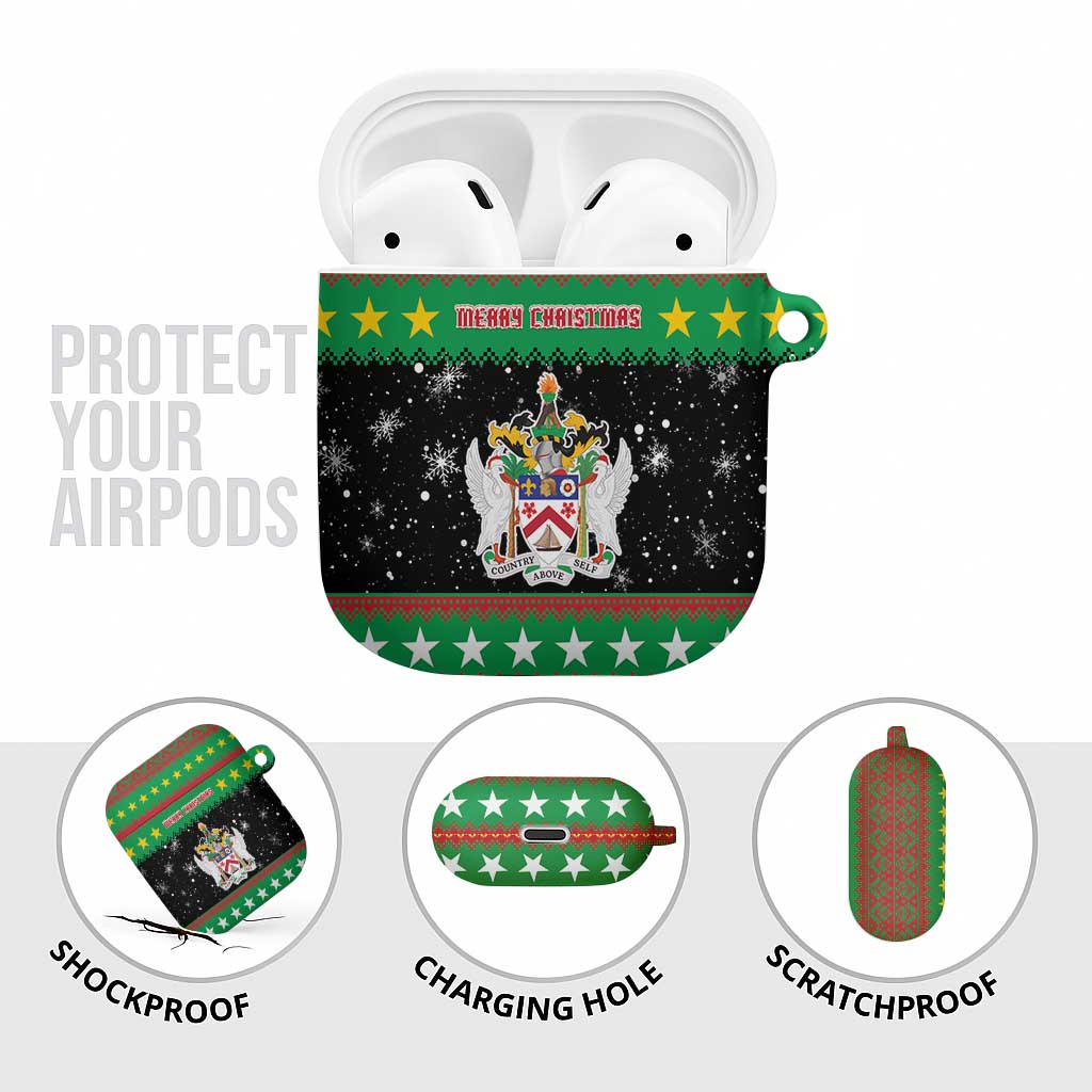 Saint Kitts And Nevis Christmas AirPods Case Coat Of Arms Xmas Vibe - Wonder Print Shop