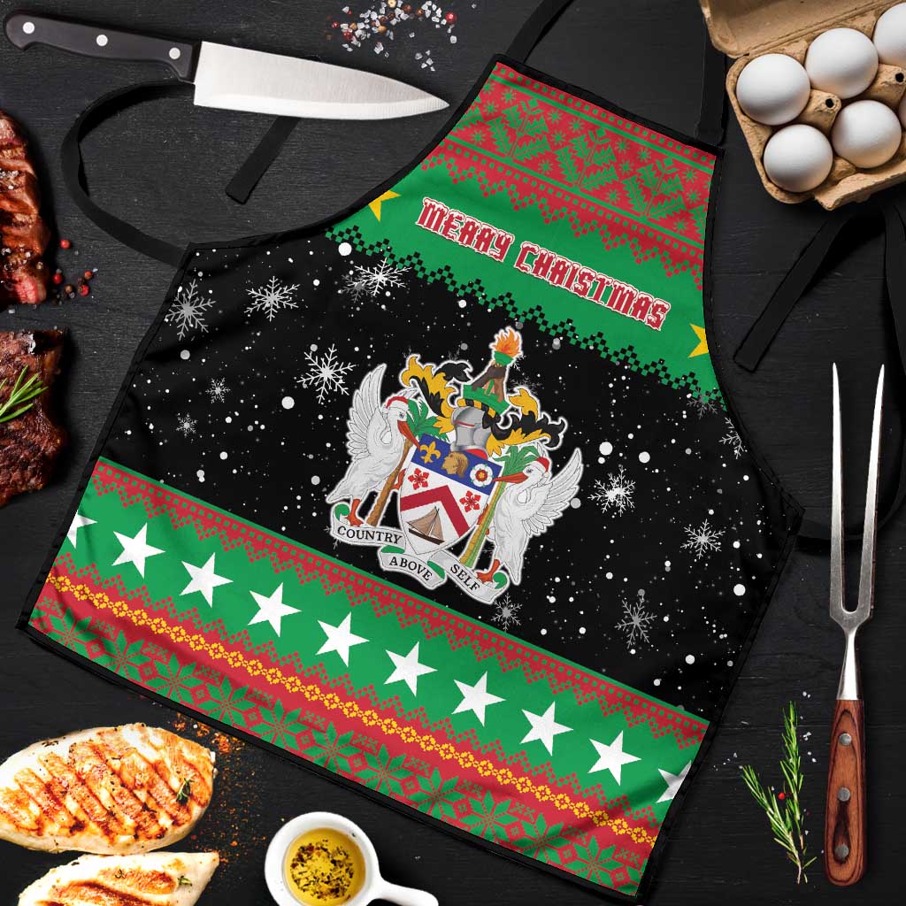 Saint Kitts And Nevis Christmas Apron Coat Of Arms Xmas Vibe - Wonder Print Shop