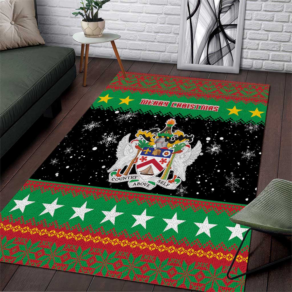 Saint Kitts And Nevis Christmas Area Rug Coat Of Arms Xmas Vibe - Wonder Print Shop