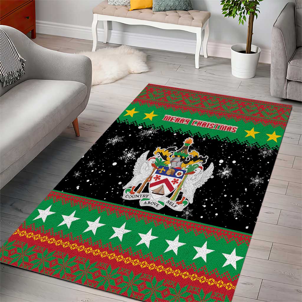 Saint Kitts And Nevis Christmas Area Rug Coat Of Arms Xmas Vibe - Wonder Print Shop
