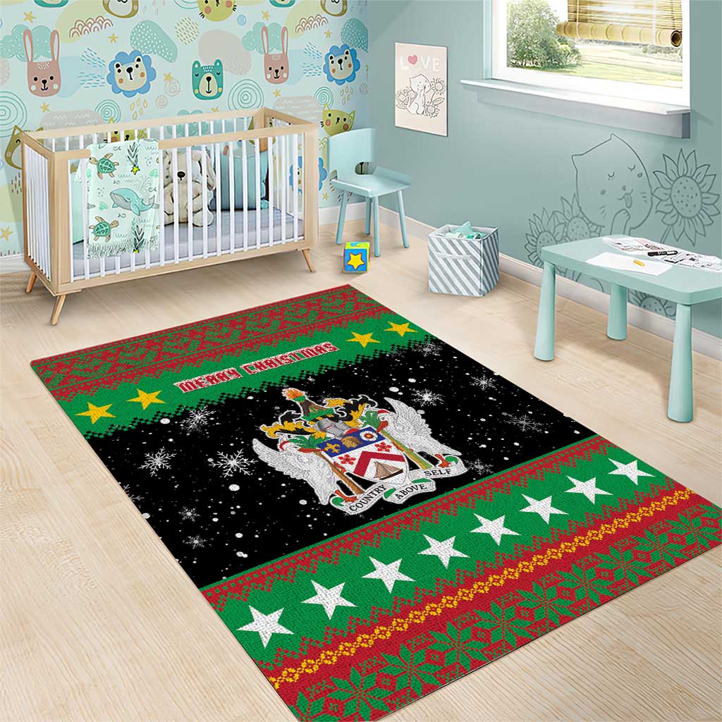 Saint Kitts And Nevis Christmas Area Rug Coat Of Arms Xmas Vibe - Wonder Print Shop