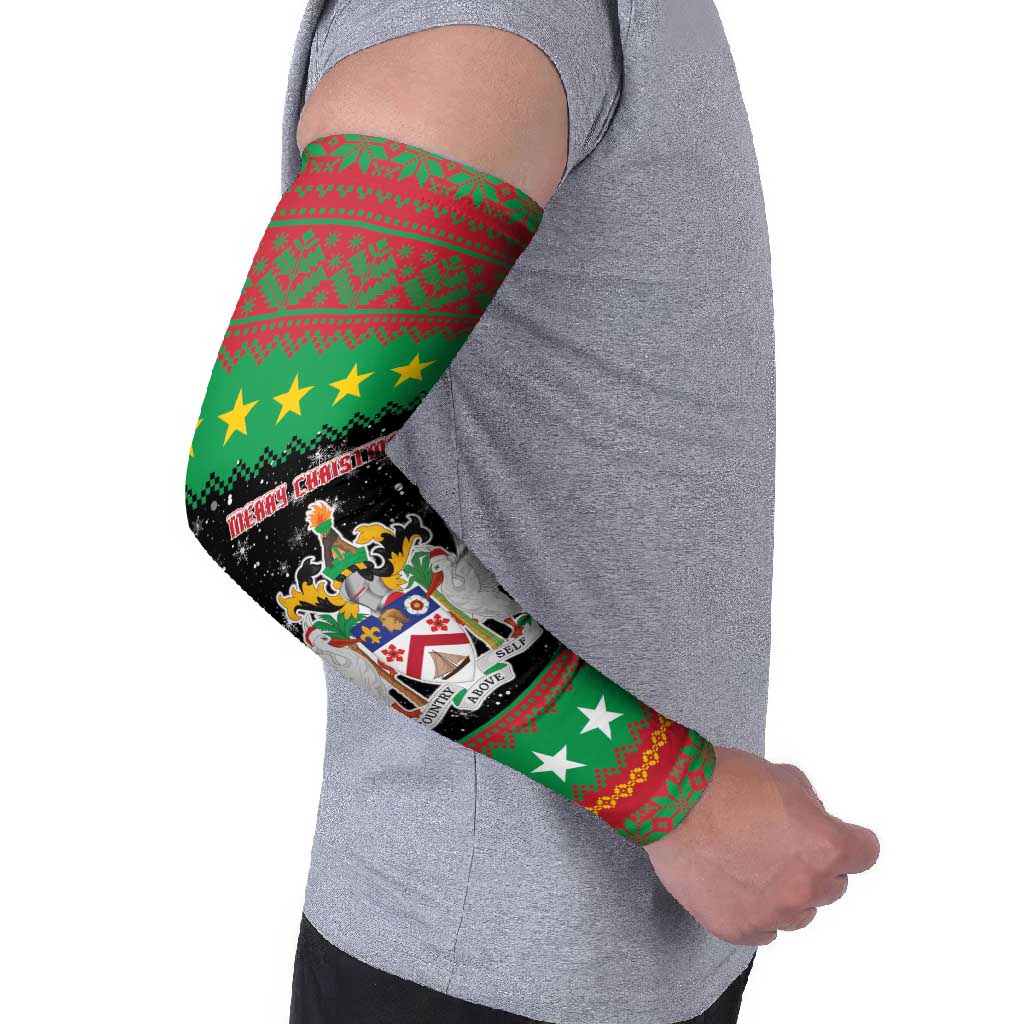 Saint Kitts And Nevis Christmas Arm Sleeves Coat Of Arms Xmas Vibe - Wonder Print Shop