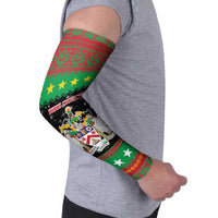 Saint Kitts And Nevis Christmas Arm Sleeves Coat Of Arms Xmas Vibe - Wonder Print Shop