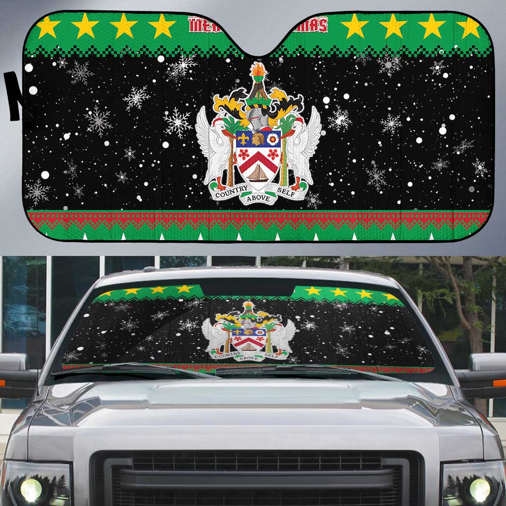 Saint Kitts And Nevis Christmas Auto Sun Shade Coat Of Arms Xmas Vibe - Wonder Print Shop