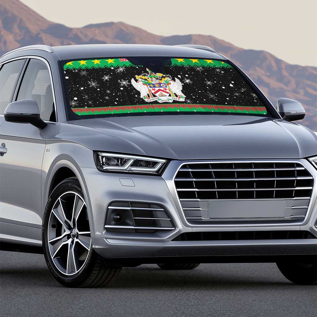 Saint Kitts And Nevis Christmas Auto Sun Shade Coat Of Arms Xmas Vibe - Wonder Print Shop