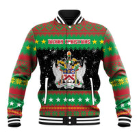 Saint Kitts And Nevis Christmas Baseball Jacket Coat Of Arms Xmas Vibe - Wonder Print Shop