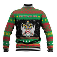 Saint Kitts And Nevis Christmas Baseball Jacket Coat Of Arms Xmas Vibe - Wonder Print Shop