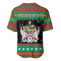 Saint Kitts And Nevis Christmas Baseball Jersey Coat Of Arms Xmas Vibe - Wonder Print Shop
