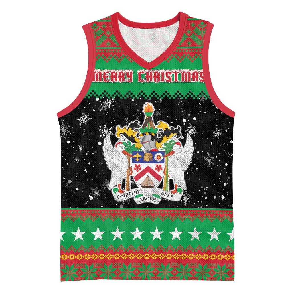 Saint Kitts And Nevis Christmas Basketball Jersey Coat Of Arms Xmas Vibe - Wonder Print Shop