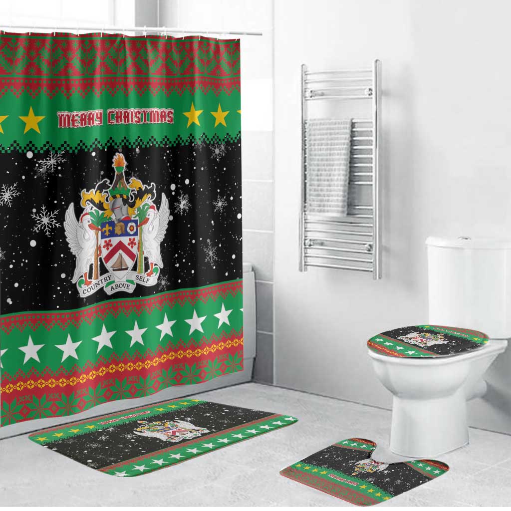 Saint Kitts And Nevis Christmas Bathroom Set Coat Of Arms Xmas Vibe - Wonder Print Shop