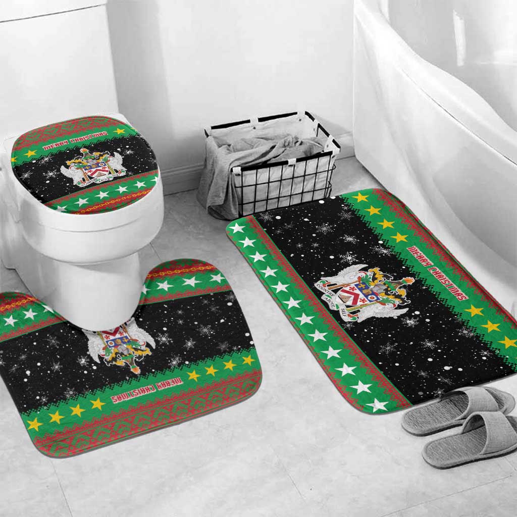 Saint Kitts And Nevis Christmas Bathroom Set Coat Of Arms Xmas Vibe - Wonder Print Shop
