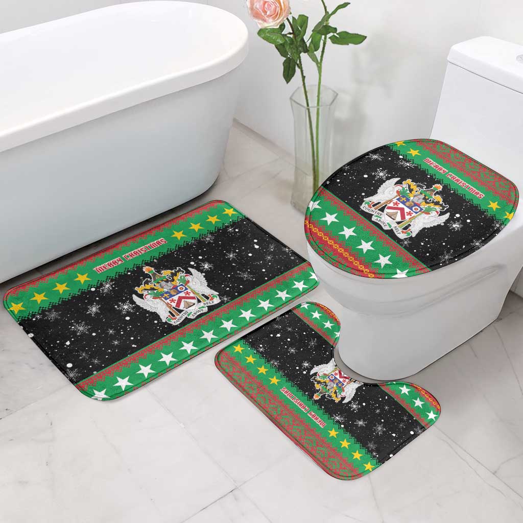 Saint Kitts And Nevis Christmas Bathroom Set Coat Of Arms Xmas Vibe - Wonder Print Shop