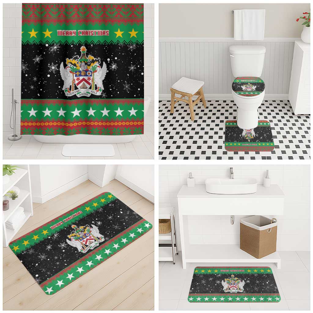 Saint Kitts And Nevis Christmas Bathroom Set Coat Of Arms Xmas Vibe - Wonder Print Shop
