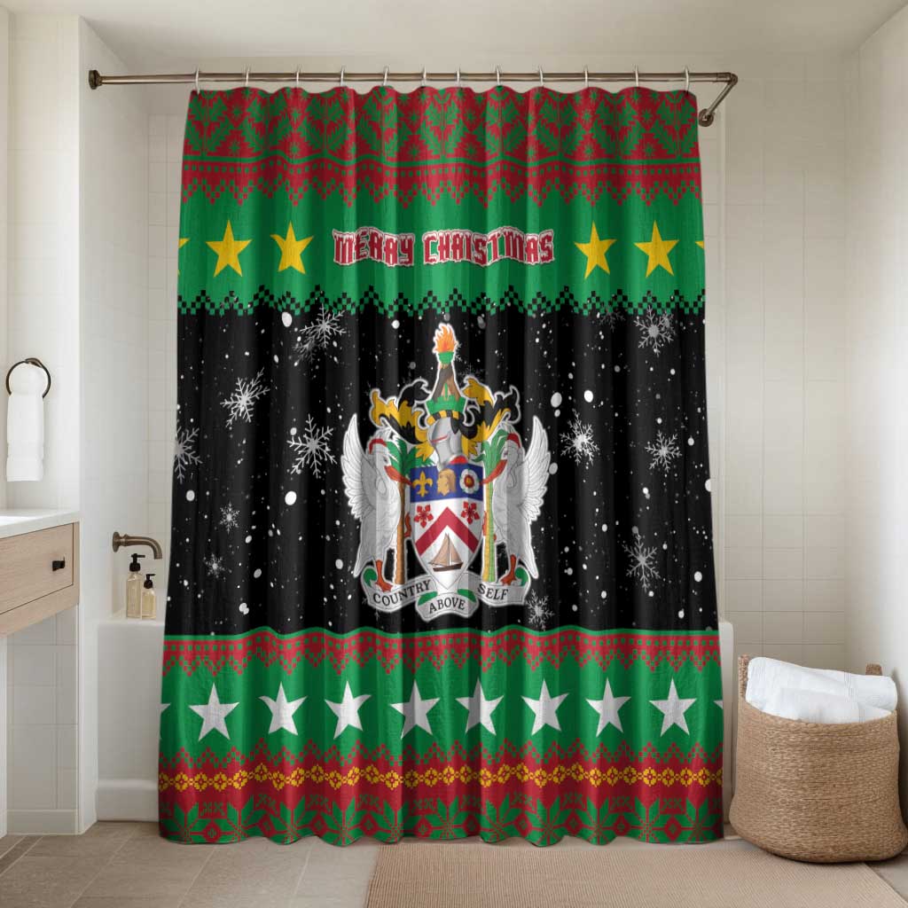 Saint Kitts And Nevis Christmas Bathroom Set Coat Of Arms Xmas Vibe - Wonder Print Shop