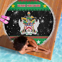 Saint Kitts And Nevis Christmas Beach Blanket Coat Of Arms Xmas Vibe - Wonder Print Shop