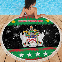 Saint Kitts And Nevis Christmas Beach Blanket Coat Of Arms Xmas Vibe - Wonder Print Shop