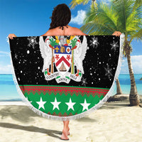 Saint Kitts And Nevis Christmas Beach Blanket Coat Of Arms Xmas Vibe - Wonder Print Shop