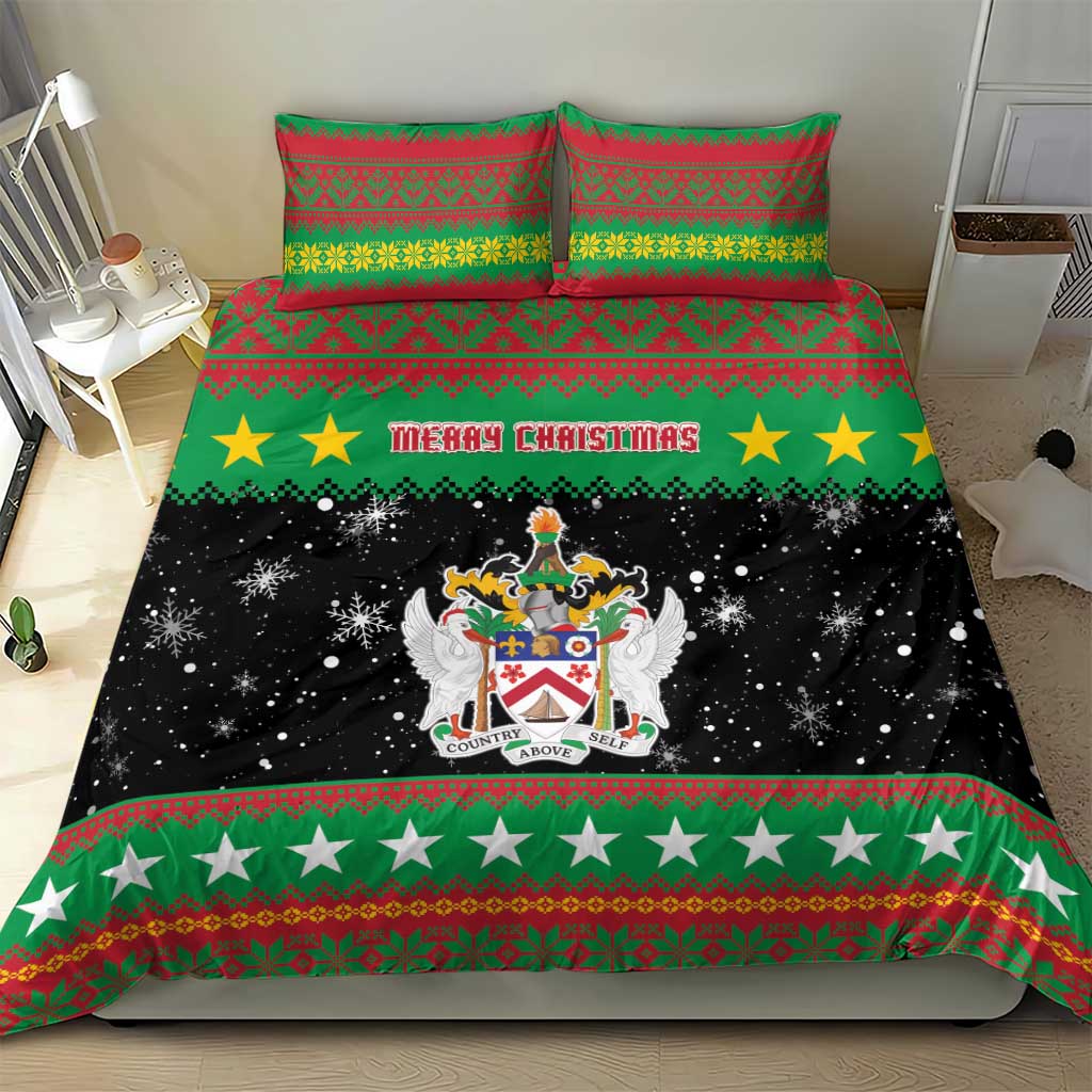 Saint Kitts And Nevis Christmas Bedding Set Coat Of Arms Xmas Vibe - Wonder Print Shop