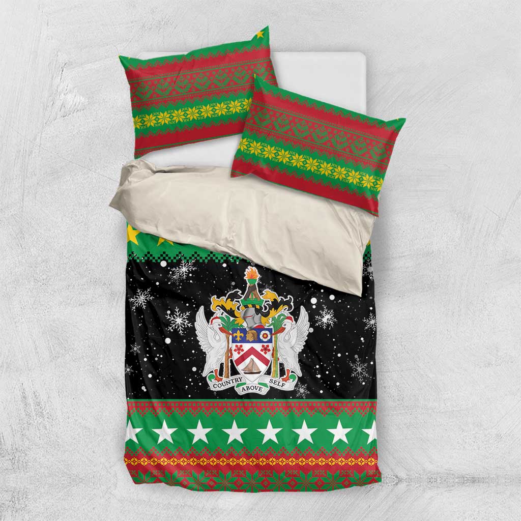 Saint Kitts And Nevis Christmas Bedding Set Coat Of Arms Xmas Vibe - Wonder Print Shop