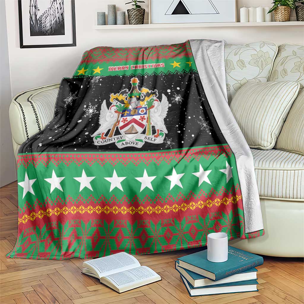 Saint Kitts And Nevis Christmas Blanket Coat Of Arms Xmas Vibe - Wonder Print Shop