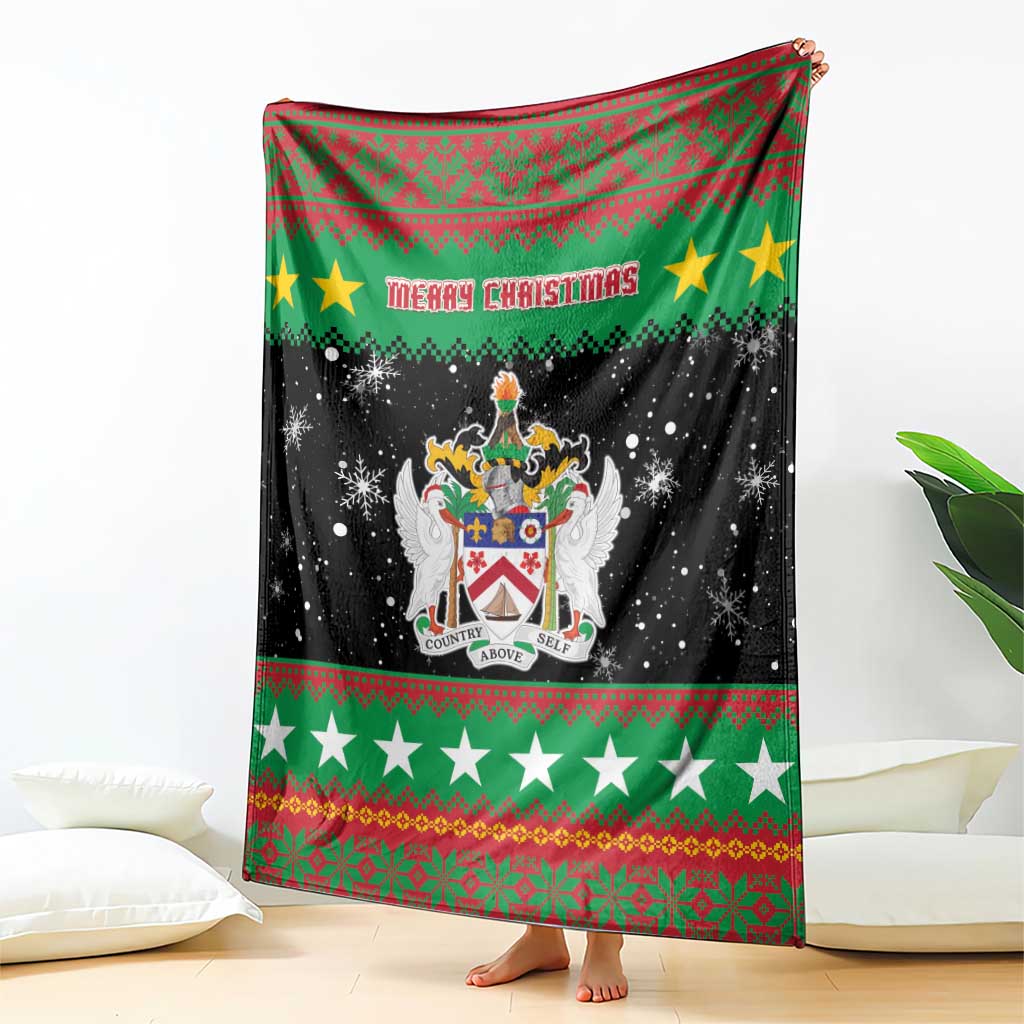 Saint Kitts And Nevis Christmas Blanket Coat Of Arms Xmas Vibe - Wonder Print Shop
