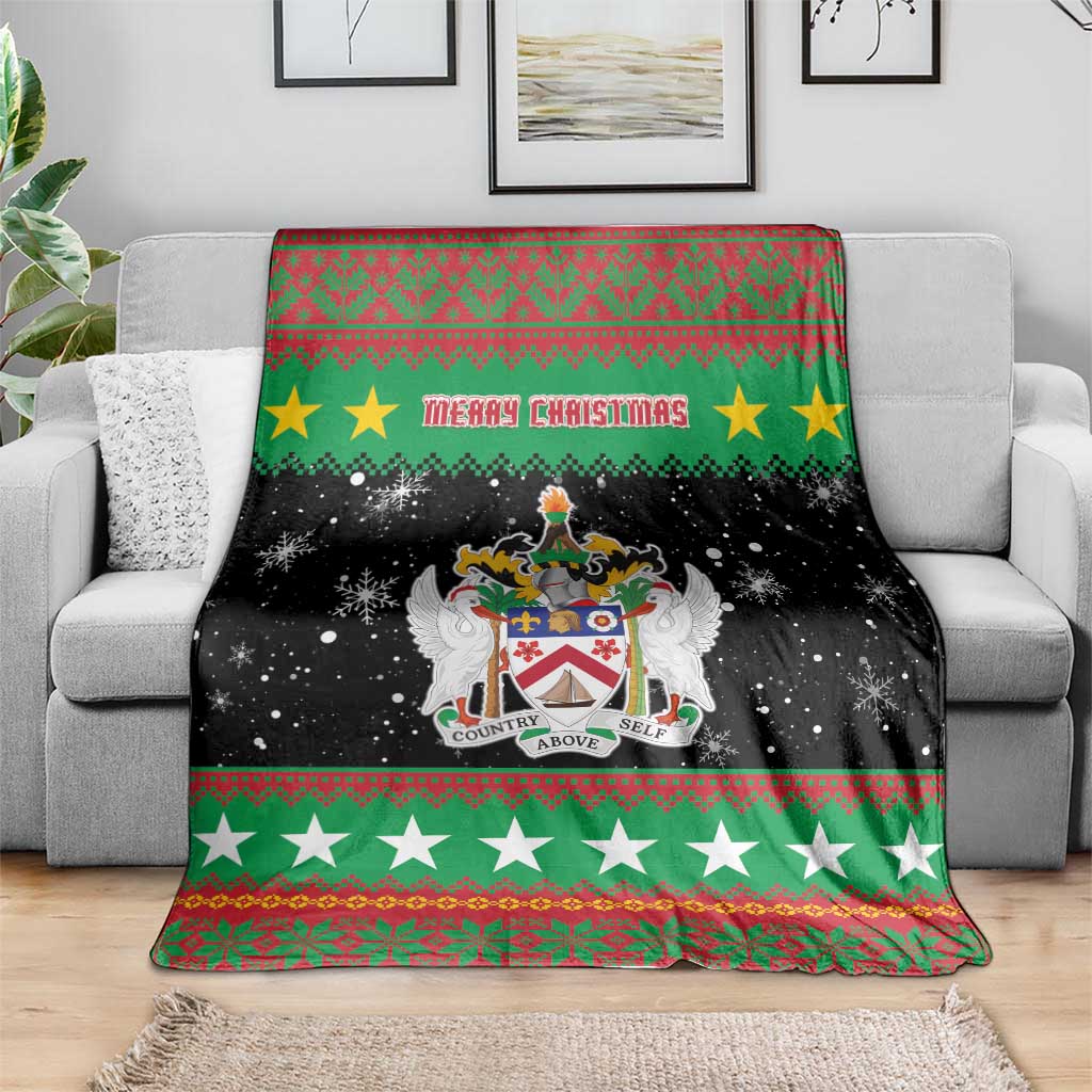 Saint Kitts And Nevis Christmas Blanket Coat Of Arms Xmas Vibe - Wonder Print Shop