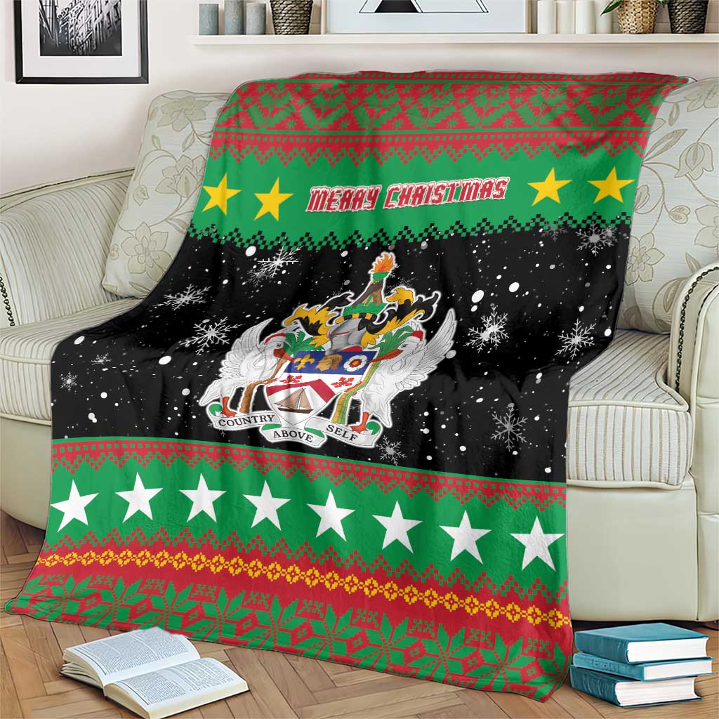 Saint Kitts And Nevis Christmas Blanket Coat Of Arms Xmas Vibe - Wonder Print Shop