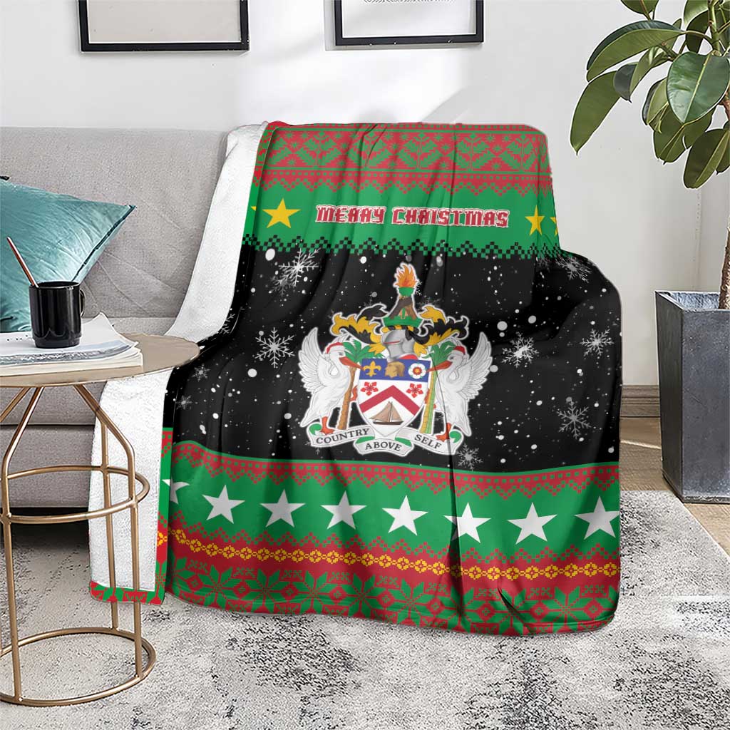 Saint Kitts And Nevis Christmas Blanket Coat Of Arms Xmas Vibe - Wonder Print Shop