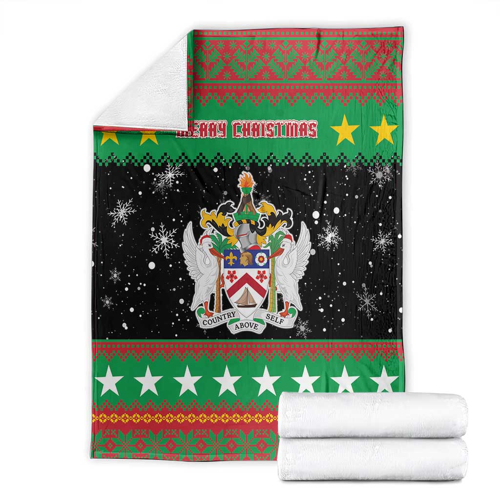 Saint Kitts And Nevis Christmas Blanket Coat Of Arms Xmas Vibe - Wonder Print Shop