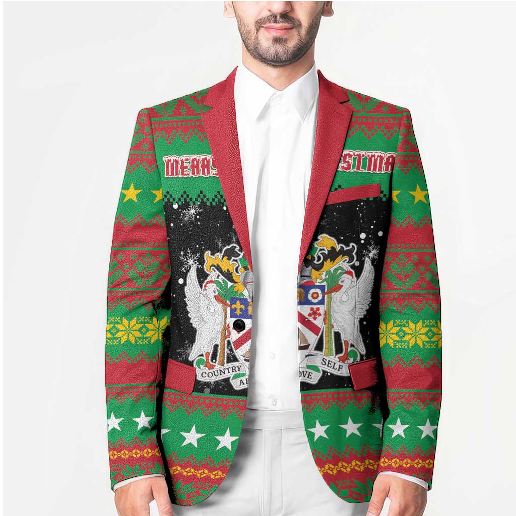 Saint Kitts And Nevis Christmas Blazer Coat Of Arms Xmas Vibe - Wonder Print Shop