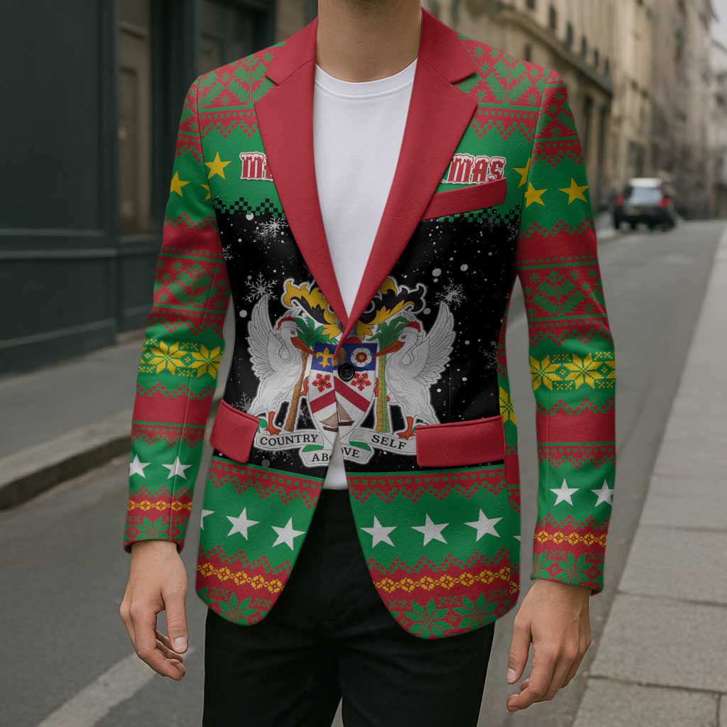 Saint Kitts And Nevis Christmas Blazer Coat Of Arms Xmas Vibe - Wonder Print Shop