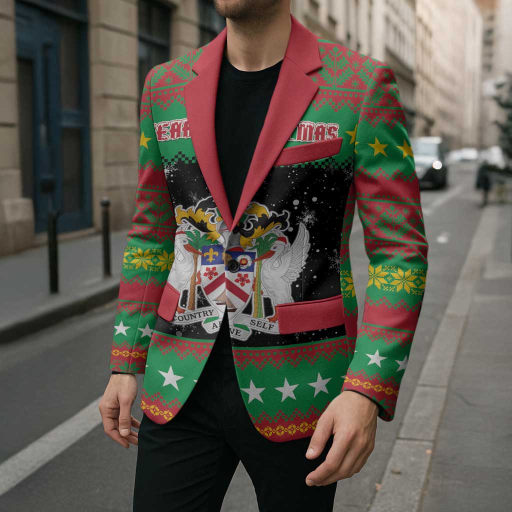 Saint Kitts And Nevis Christmas Blazer Coat Of Arms Xmas Vibe - Wonder Print Shop