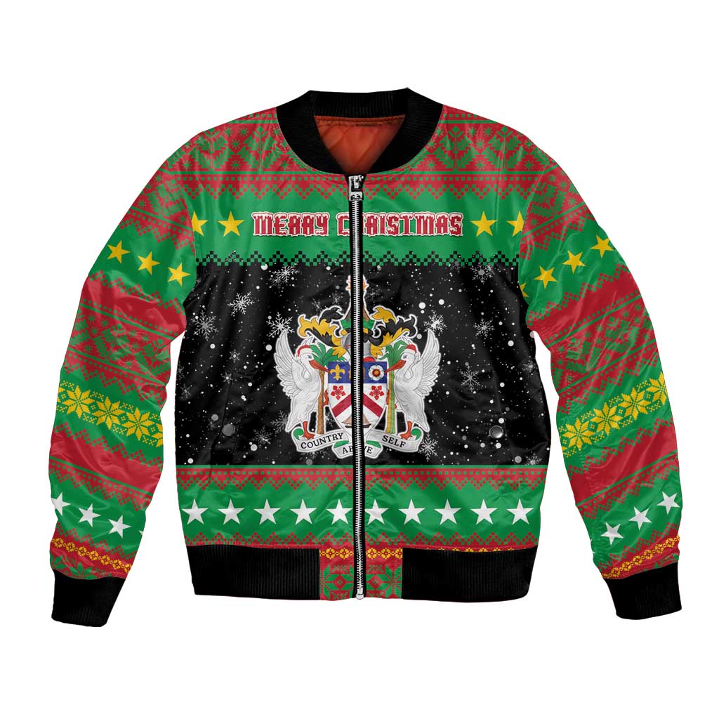 Saint Kitts And Nevis Christmas Bomber Jacket Coat Of Arms Xmas Vibe - Wonder Print Shop