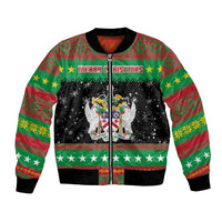 Saint Kitts And Nevis Christmas Bomber Jacket Coat Of Arms Xmas Vibe - Wonder Print Shop