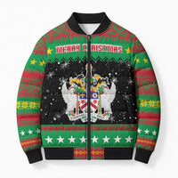 Saint Kitts And Nevis Christmas Bomber Puffer Jacket Coat Of Arms Xmas Vibe - Wonder Print Shop