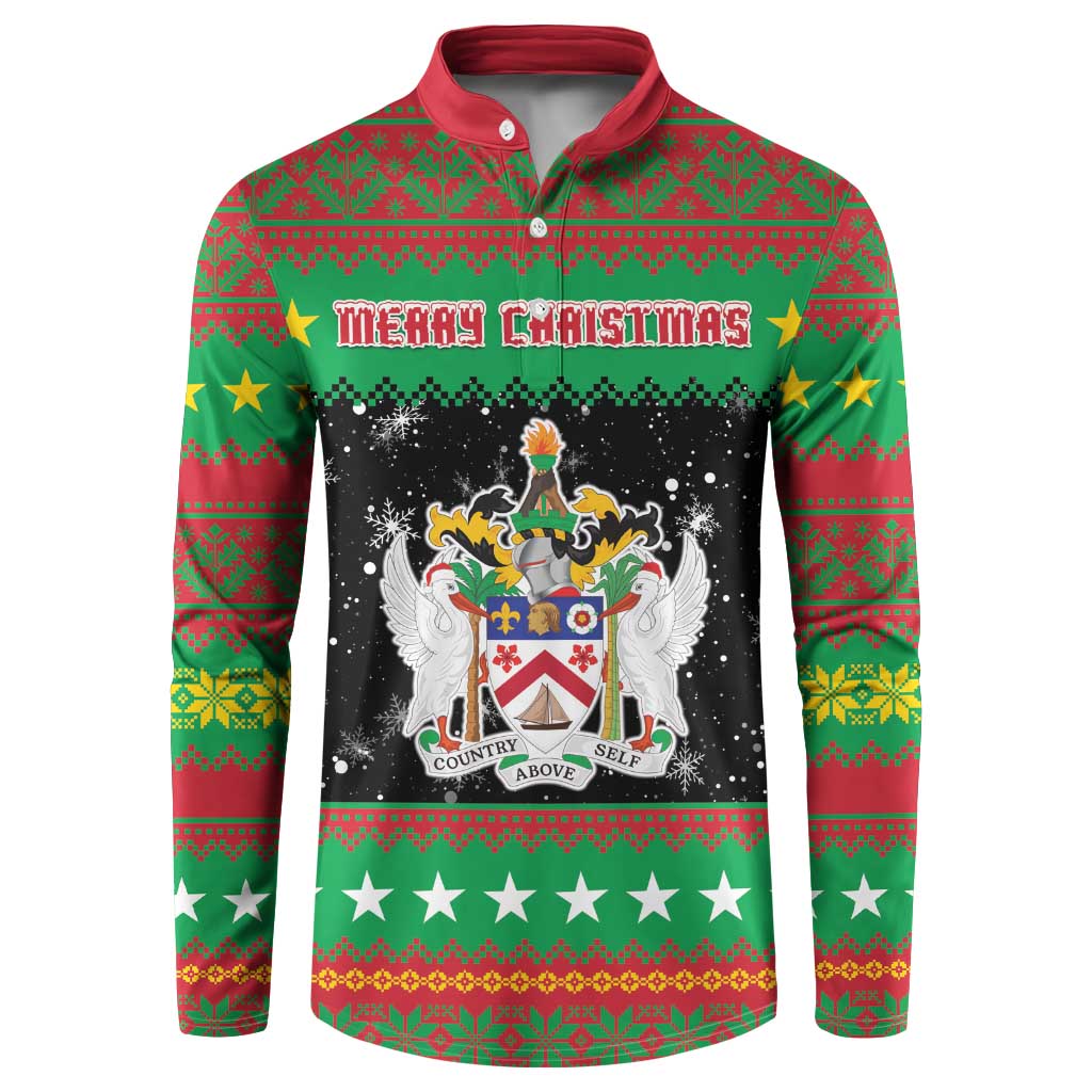 Saint Kitts And Nevis Christmas Button Sweatshirt Coat Of Arms Xmas Vibe - Wonder Print Shop