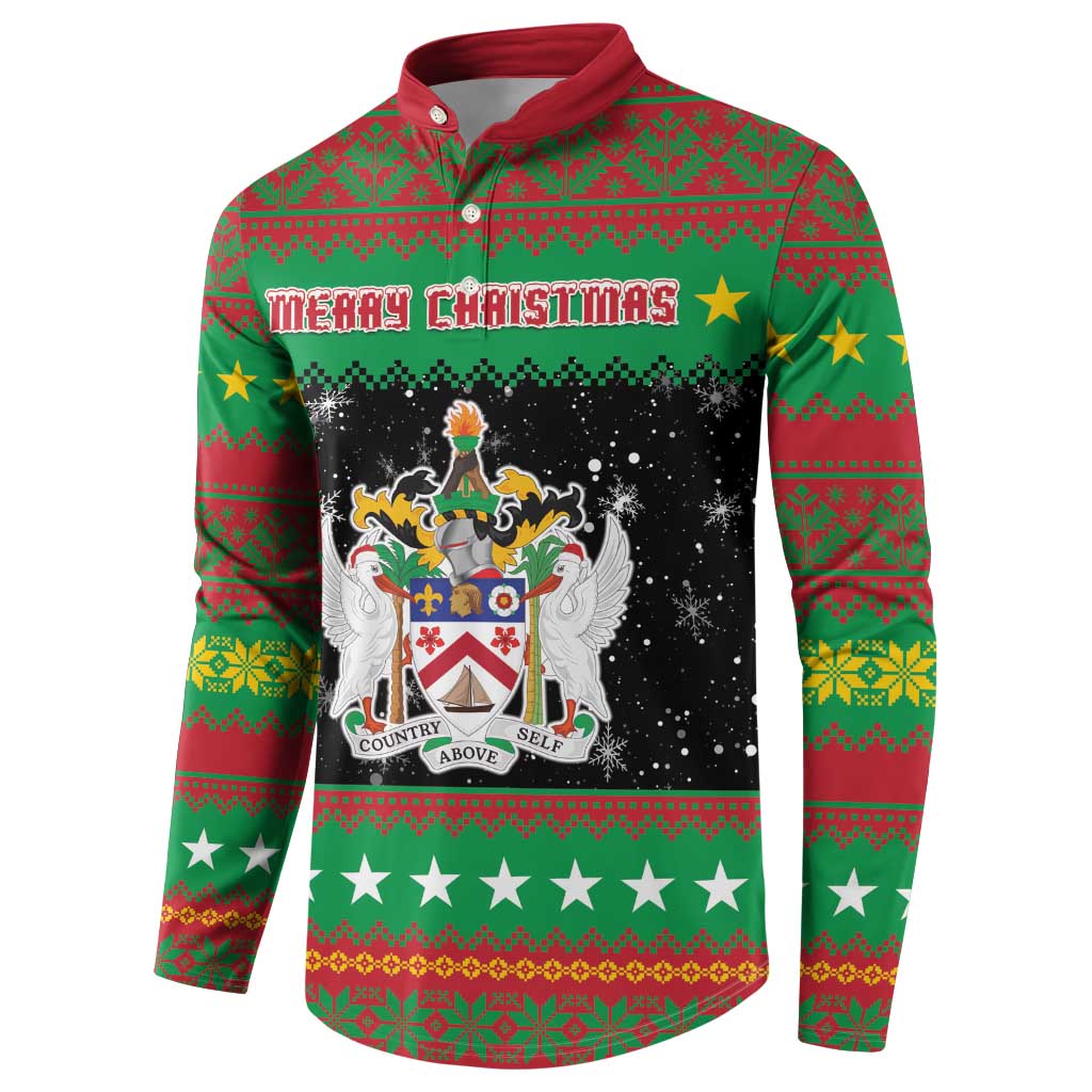 Saint Kitts And Nevis Christmas Button Sweatshirt Coat Of Arms Xmas Vibe - Wonder Print Shop