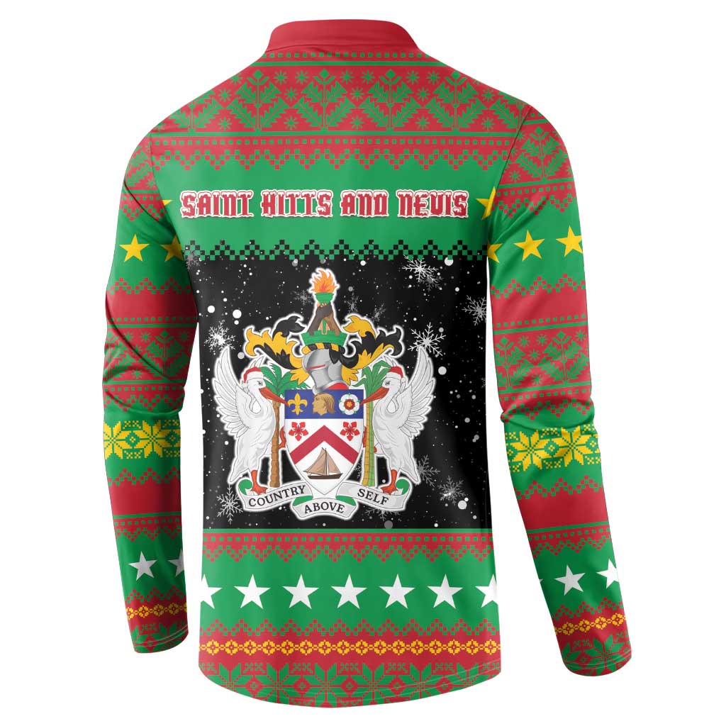 Saint Kitts And Nevis Christmas Button Sweatshirt Coat Of Arms Xmas Vibe - Wonder Print Shop