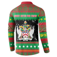 Saint Kitts And Nevis Christmas Button Sweatshirt Coat Of Arms Xmas Vibe - Wonder Print Shop