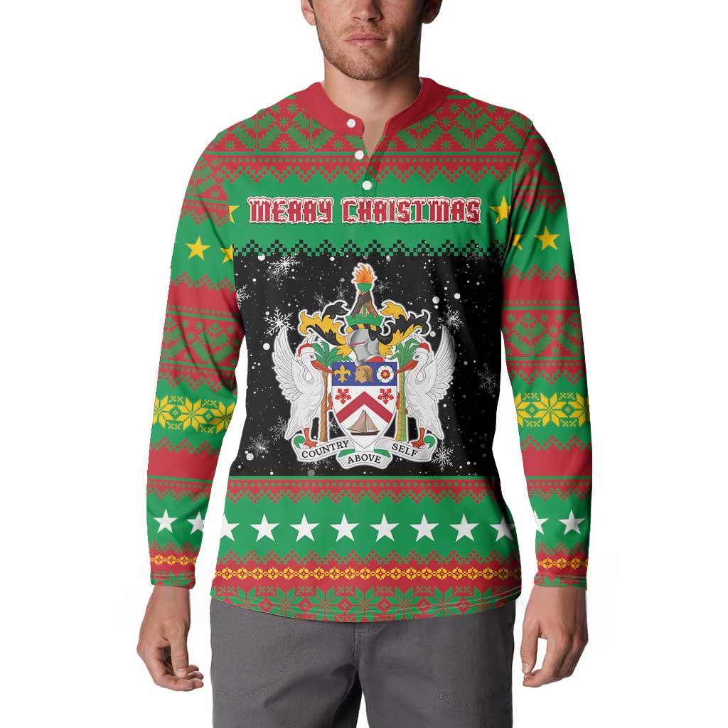 Saint Kitts And Nevis Christmas Button Sweatshirt Coat Of Arms Xmas Vibe - Wonder Print Shop