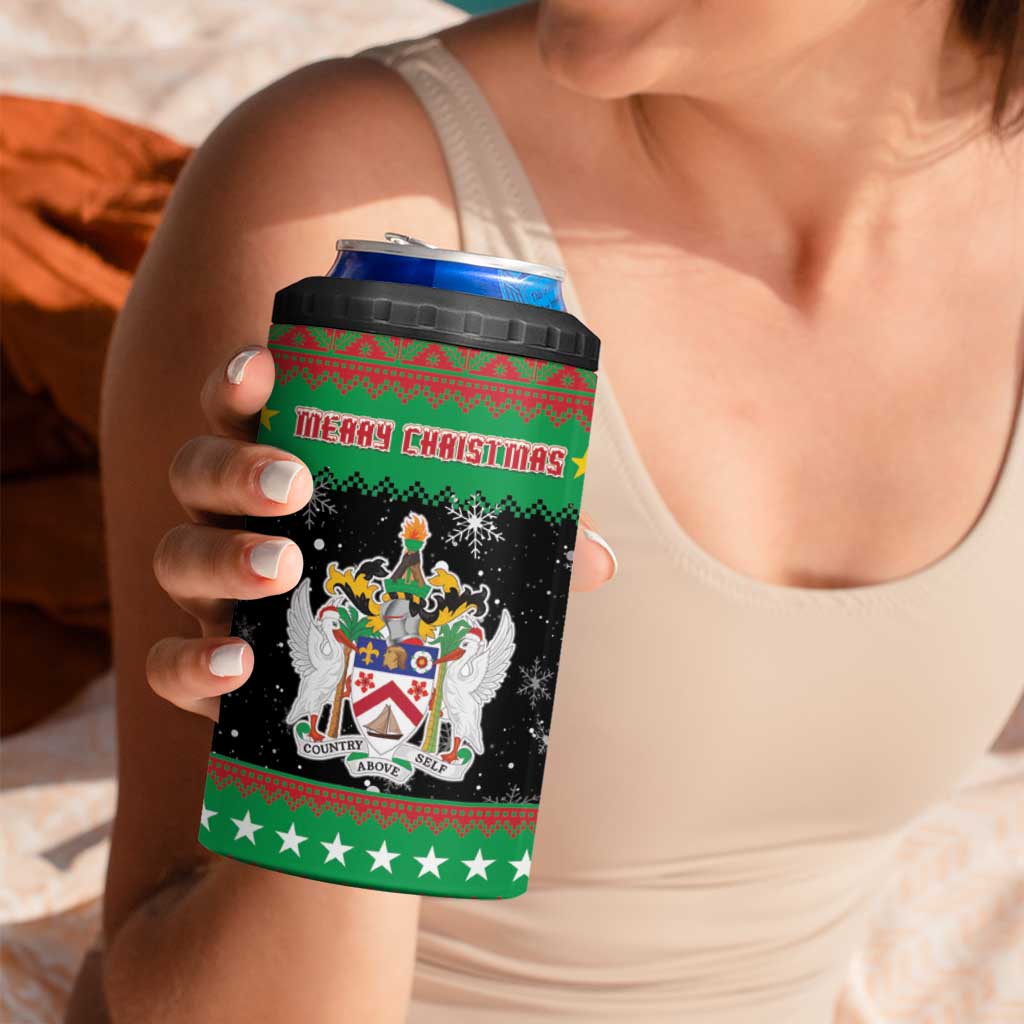 Saint Kitts And Nevis Christmas 4 in 1 Can Cooler Tumbler Coat Of Arms Xmas Vibe - Wonder Print Shop