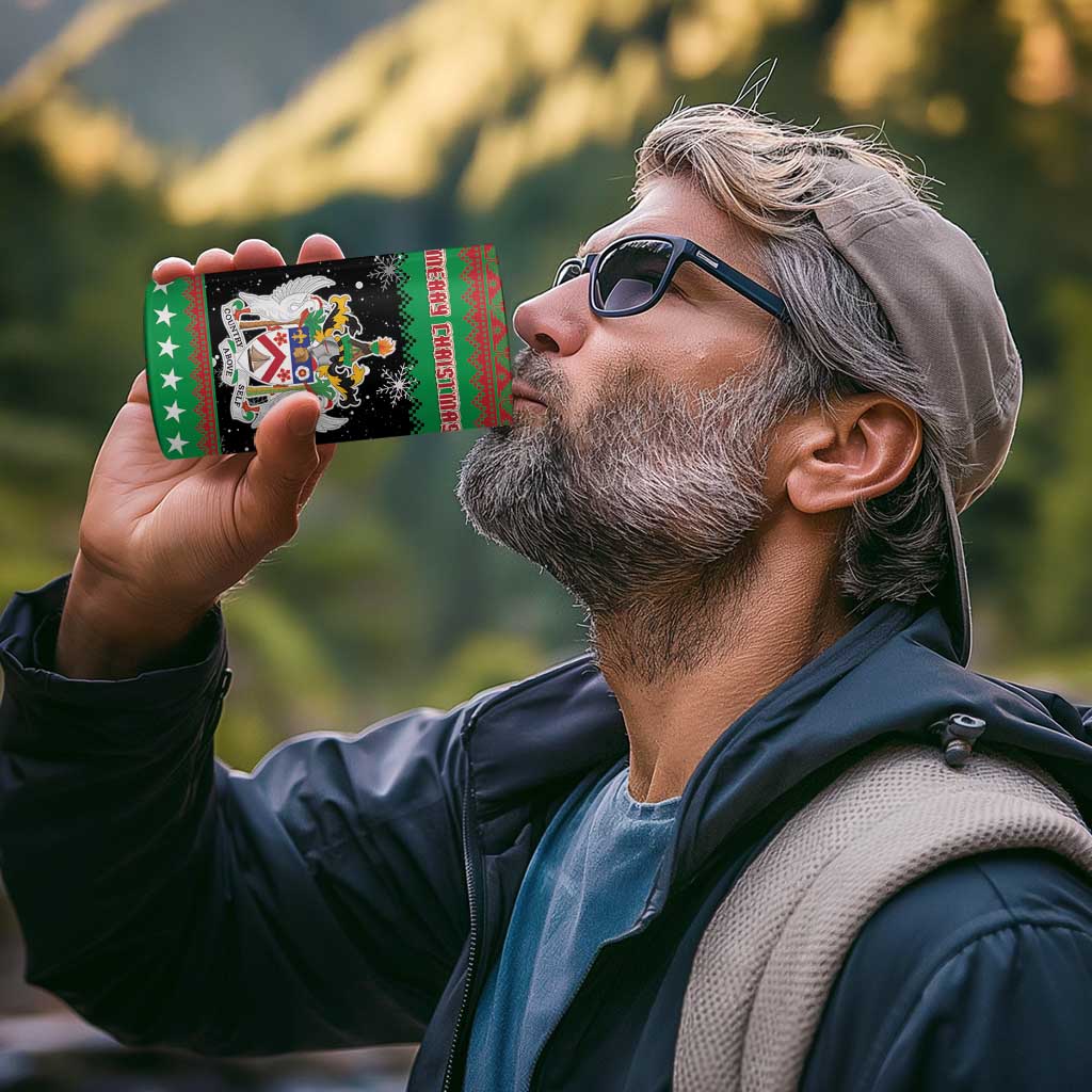 Saint Kitts And Nevis Christmas 4 in 1 Can Cooler Tumbler Coat Of Arms Xmas Vibe - Wonder Print Shop