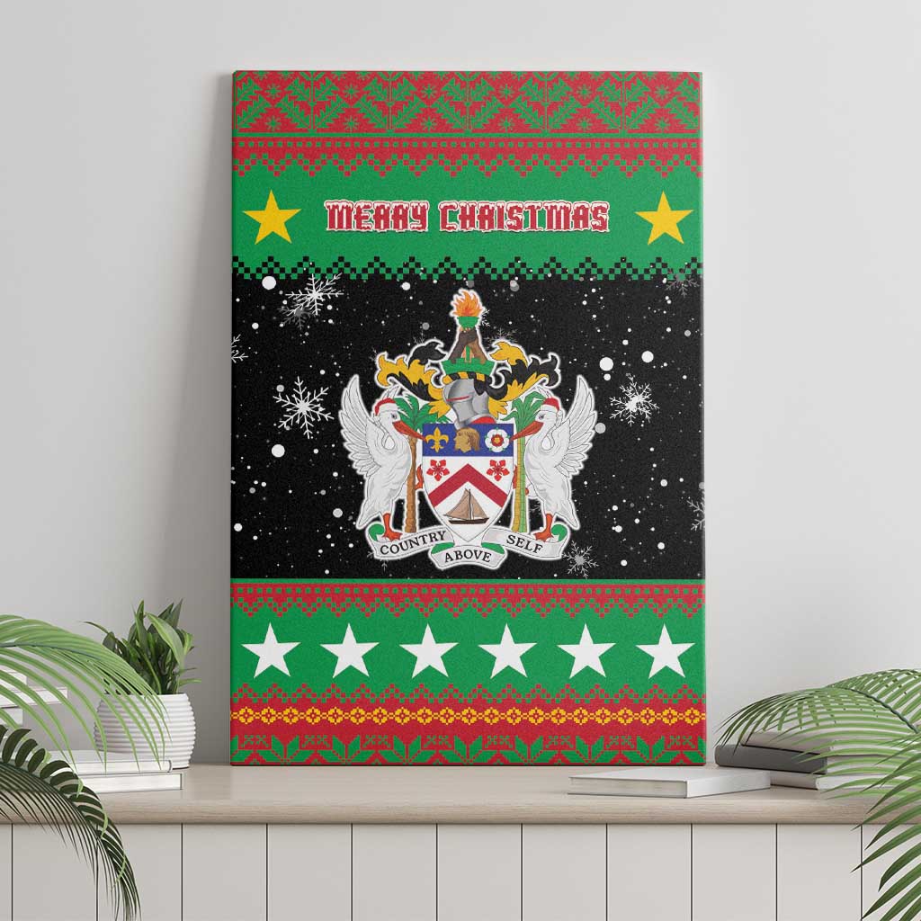 Saint Kitts And Nevis Christmas Canvas Wall Art Coat Of Arms Xmas Vibe - Wonder Print Shop