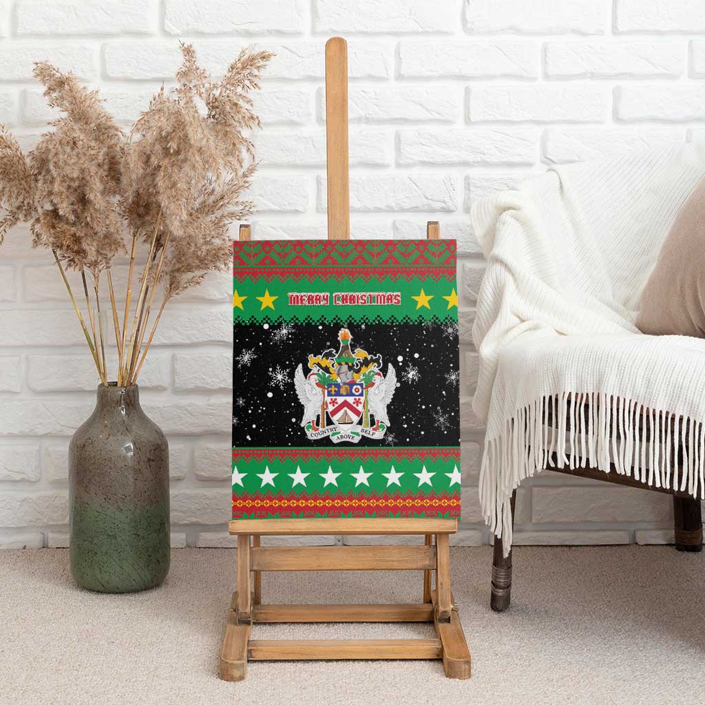 Saint Kitts And Nevis Christmas Canvas Wall Art Coat Of Arms Xmas Vibe - Wonder Print Shop