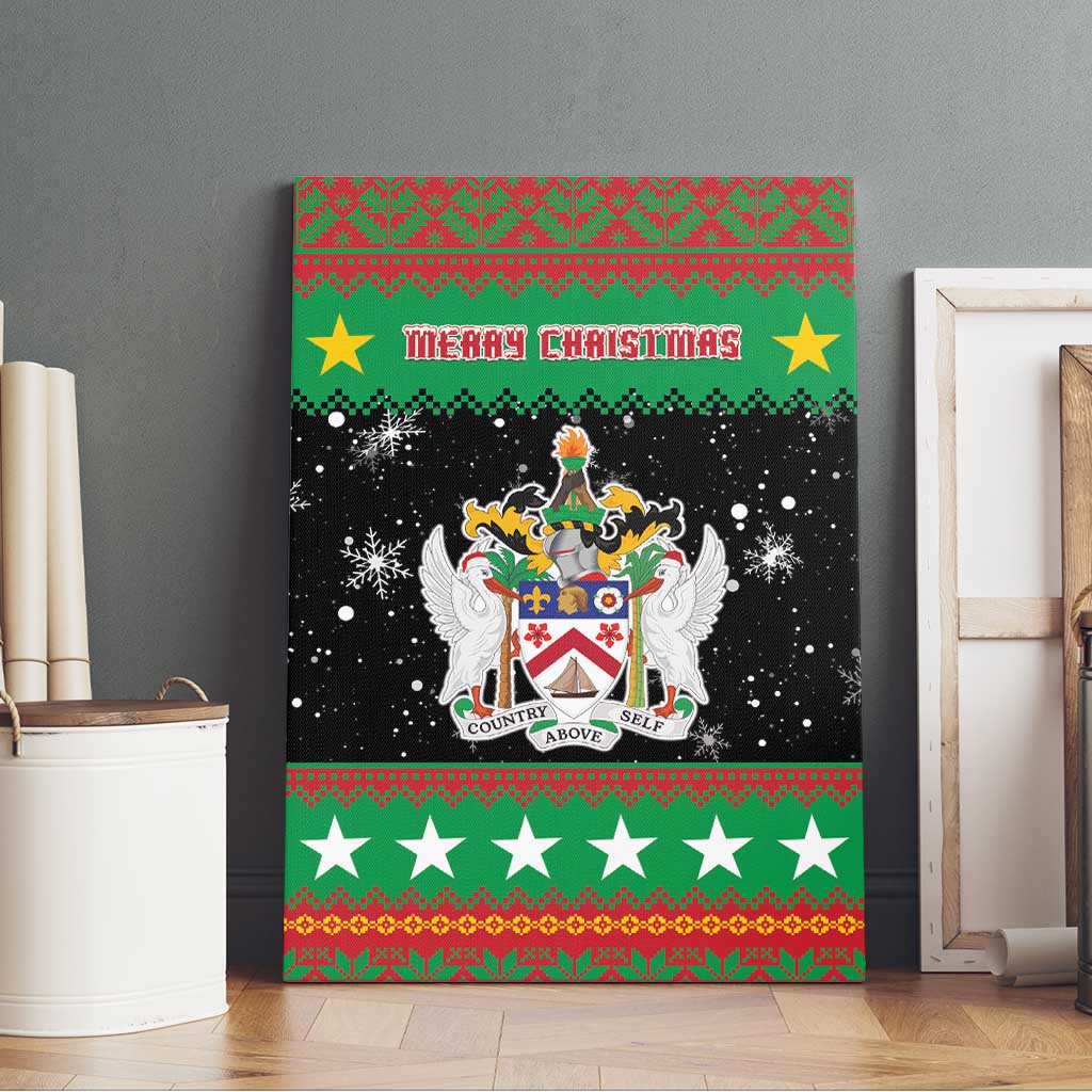 Saint Kitts And Nevis Christmas Canvas Wall Art Coat Of Arms Xmas Vibe - Wonder Print Shop