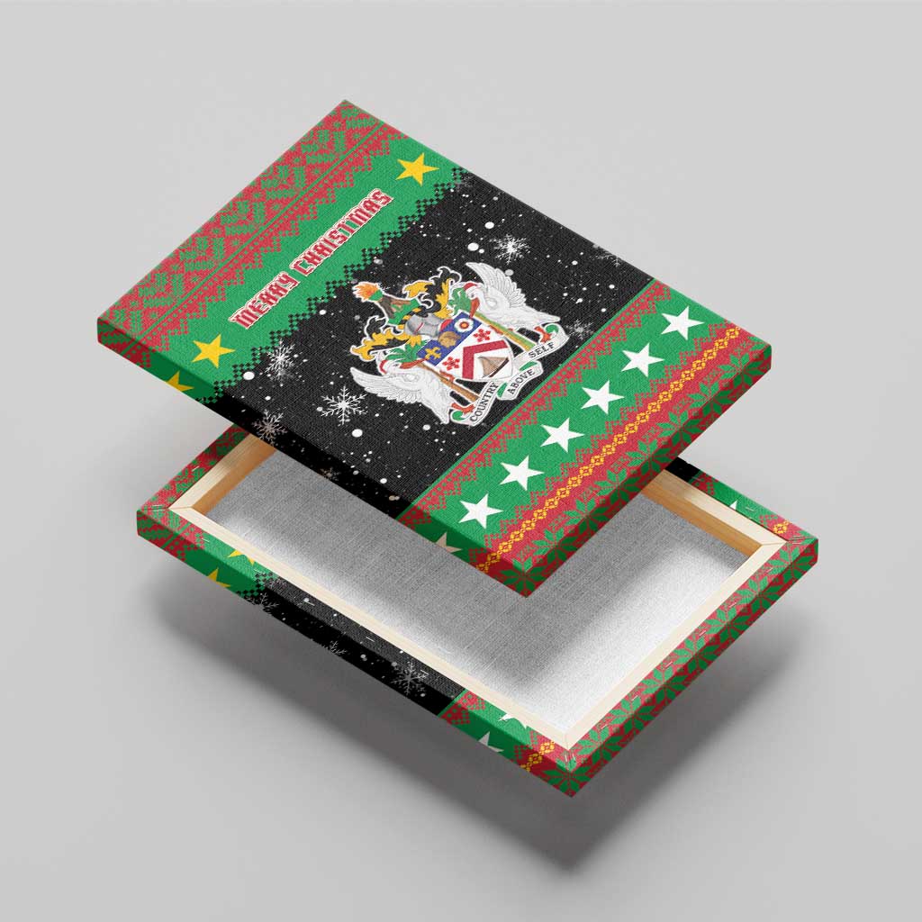 Saint Kitts And Nevis Christmas Canvas Wall Art Coat Of Arms Xmas Vibe - Wonder Print Shop