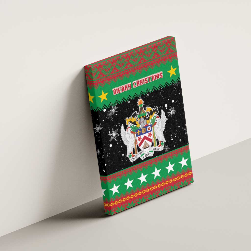 Saint Kitts And Nevis Christmas Canvas Wall Art Coat Of Arms Xmas Vibe - Wonder Print Shop