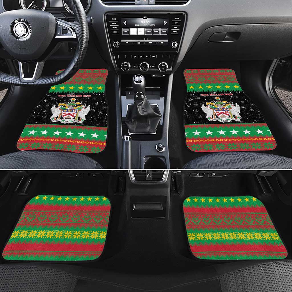 Saint Kitts And Nevis Christmas Car Mats Coat Of Arms Xmas Vibe - Wonder Print Shop