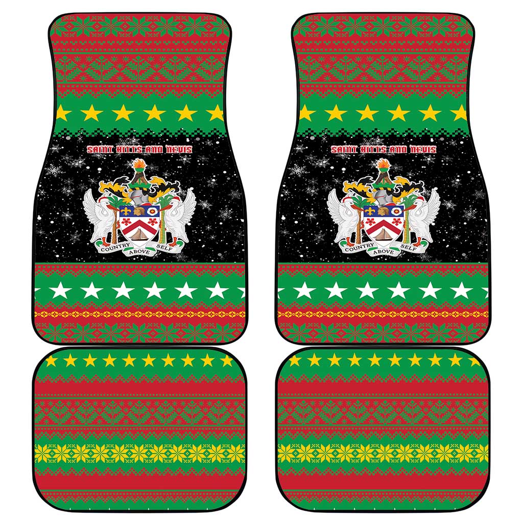 Saint Kitts And Nevis Christmas Car Mats Coat Of Arms Xmas Vibe - Wonder Print Shop