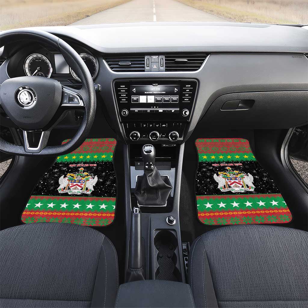 Saint Kitts And Nevis Christmas Car Mats Coat Of Arms Xmas Vibe - Wonder Print Shop